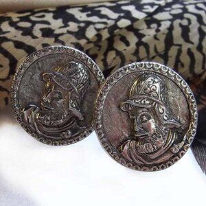 1940s Anson Signed Seafarer Fishermen Pewter Vintage Cufflinks 15862